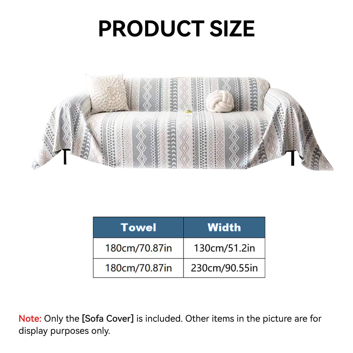 Geometric Sofa Cover, Breathable Soft Fabric - Sage Green, 180 x 230 cm - view 3