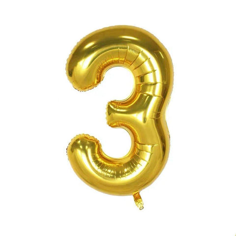 Giant Foil Number Balloon 40 Inch (100 cm) - Gold Number 3
