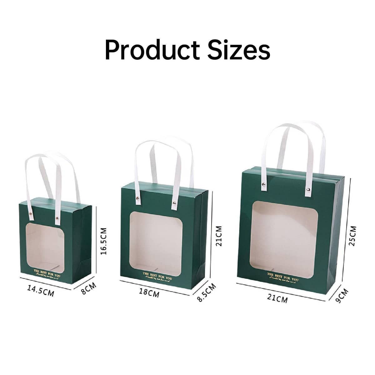 Gift Bags with Clear Window and Handles, Pack of 20 - Green, Size S (16.5 x 14.5 x 8 cm) - view 4