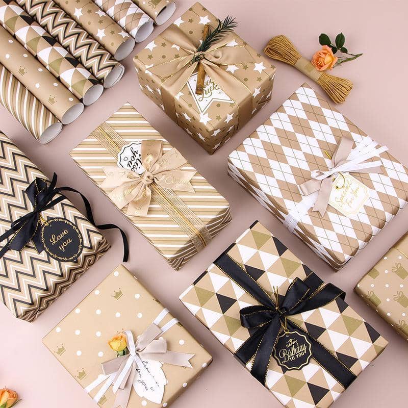 Gift Wrapping Paper Set 14 Sheets 50 x 70 cm with Tape, Rope and Stickers - view 3