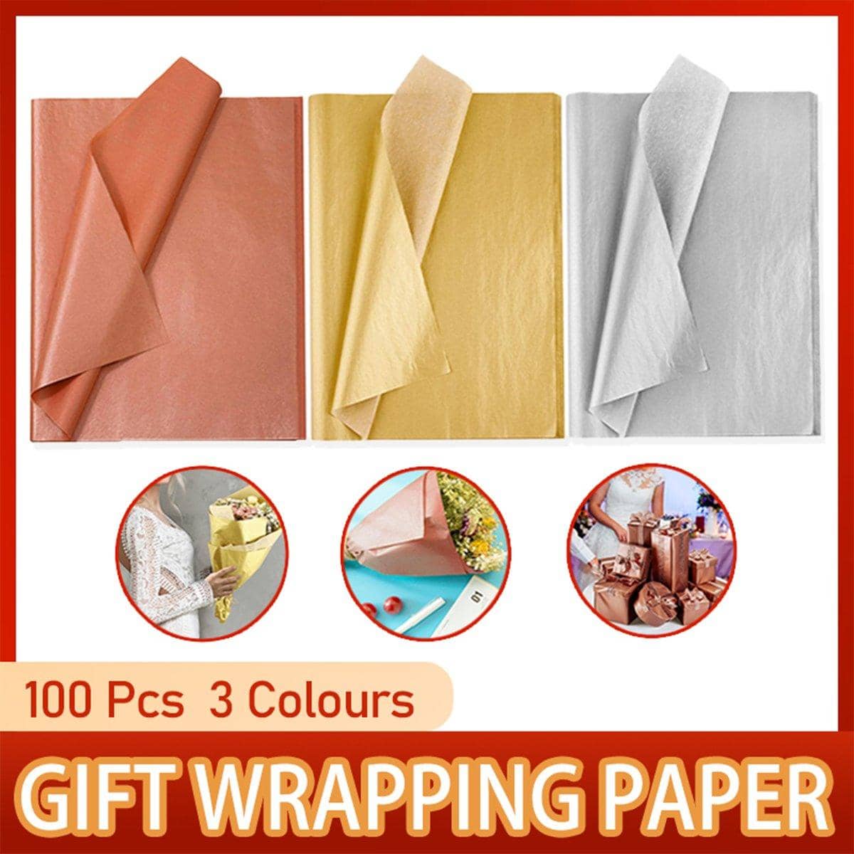 Gift Wrapping Tissue Paper, 100 Sheets - Gold - view 2