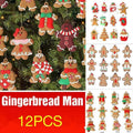 Gingerbread Man Christmas Tree Ornaments Pack of 12 - Window Decor Style 18, Multicolour - view 2