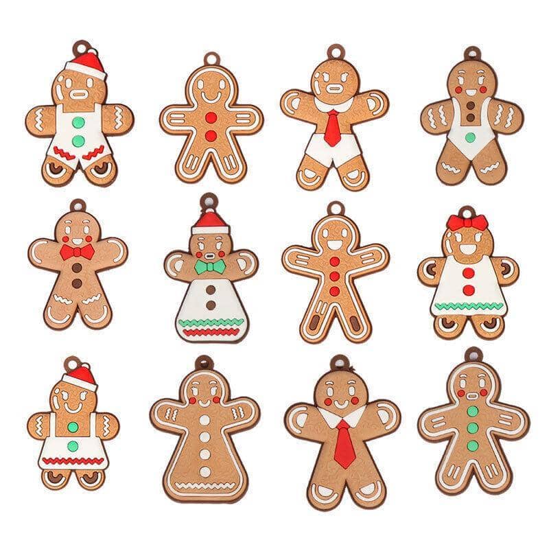 Gingerbread Man Christmas Tree Ornaments Pack of 12 - Window Decor Style 18, Multicolour - view 3