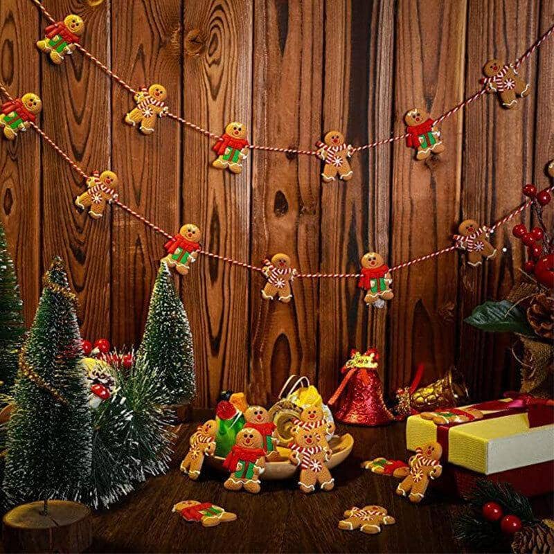Gingerbread Man Christmas Tree Ornaments Pack of 12 - Window Decor Style 18, Multicolour - view 4