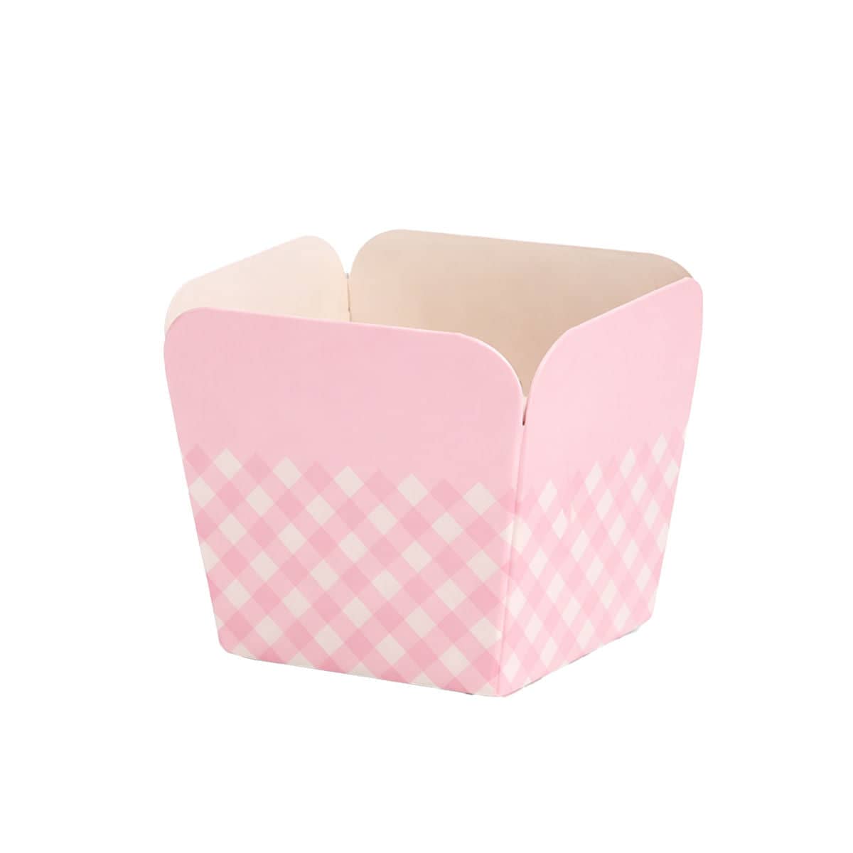 Gingham Cupcake Baking Cups, Heat Resistant Paper Muffin Cases - Pink, Pack of 100