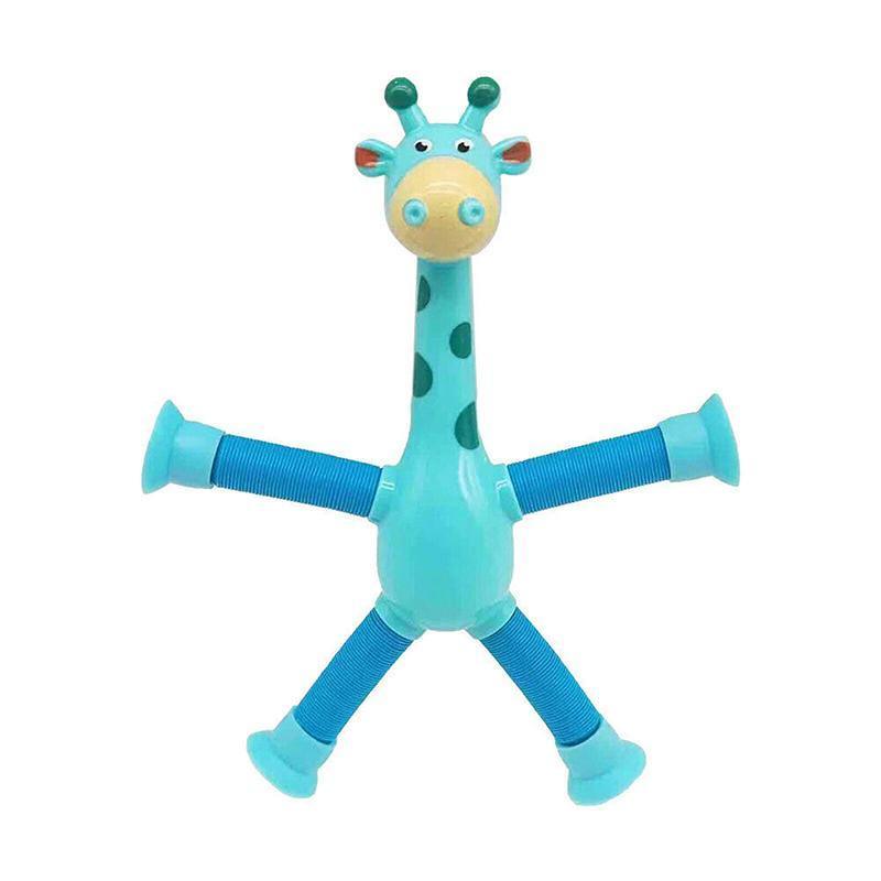 Giraffe Suction Cup Tube Toy Telescopic Sensory Stress Relief - Blue