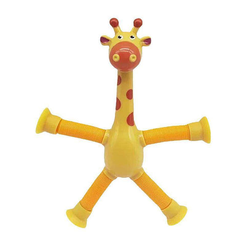Giraffe Suction Cup Tube Toy Telescopic Sensory Stress Relief - Yellow