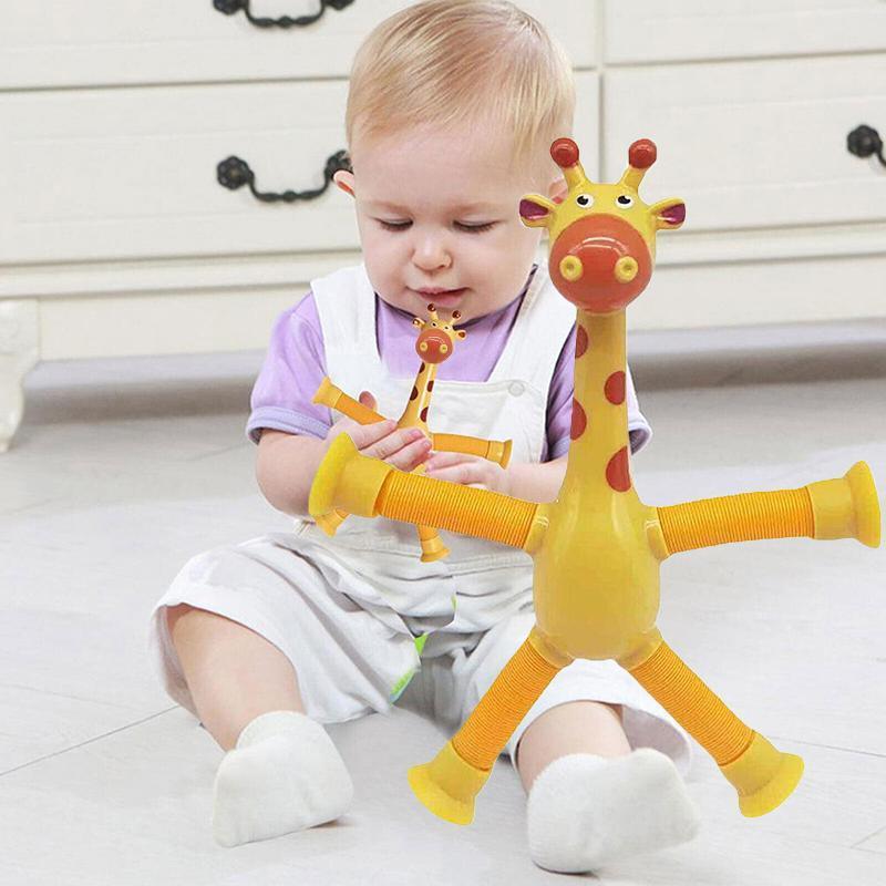 Giraffe Suction Cup Tube Toy Telescopic Sensory Stress Relief - Yellow - view 13