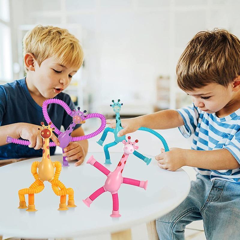 Giraffe Suction Cup Tube Toy Telescopic Sensory Stress Relief - Yellow - view 7