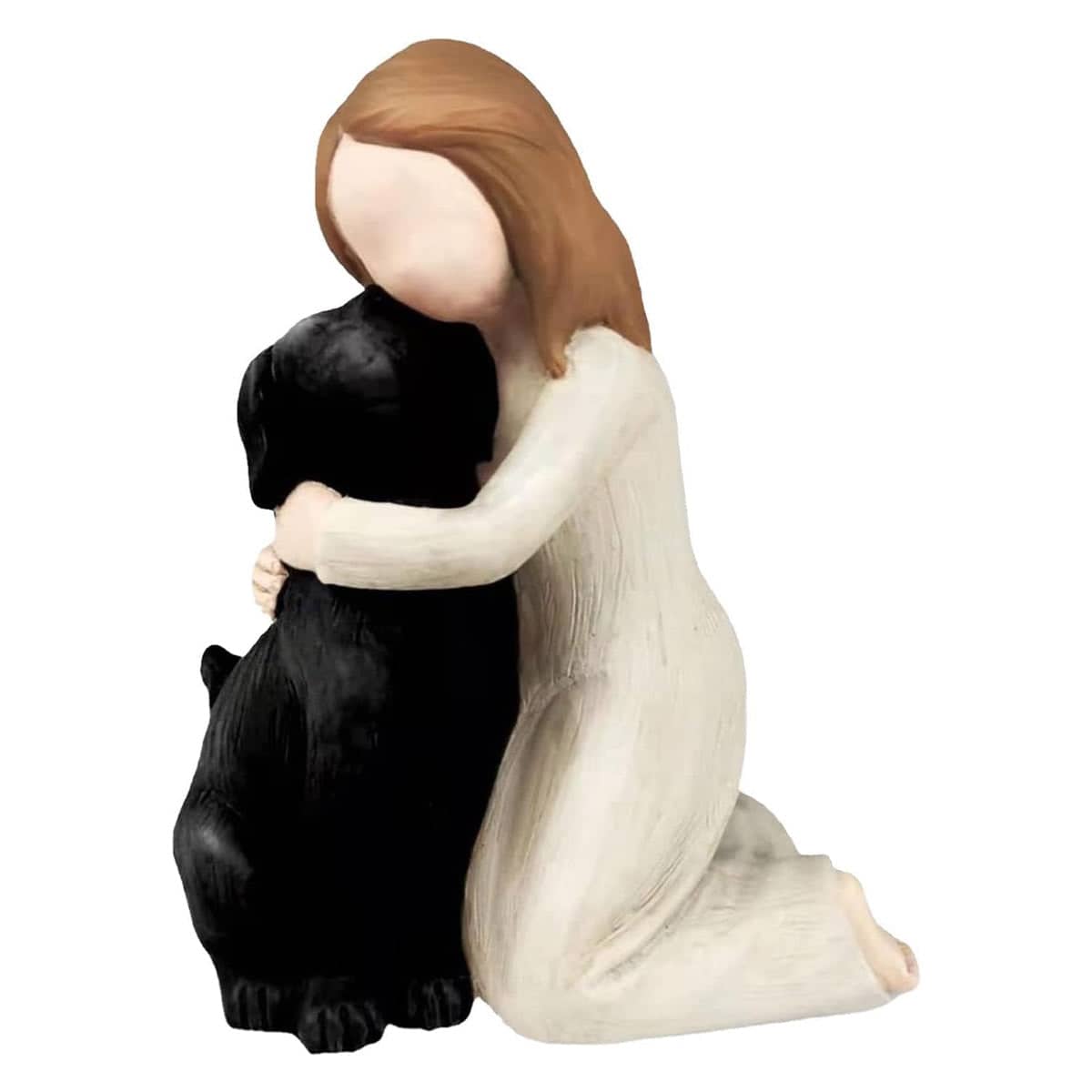 Girl Hugging Dog Ornament Decorative Figurine Resin Home Decoration - Black