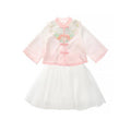 Girls Autumn Hanfu Outfit, Pink Top and White Skirt - Size 100cm - view 3
