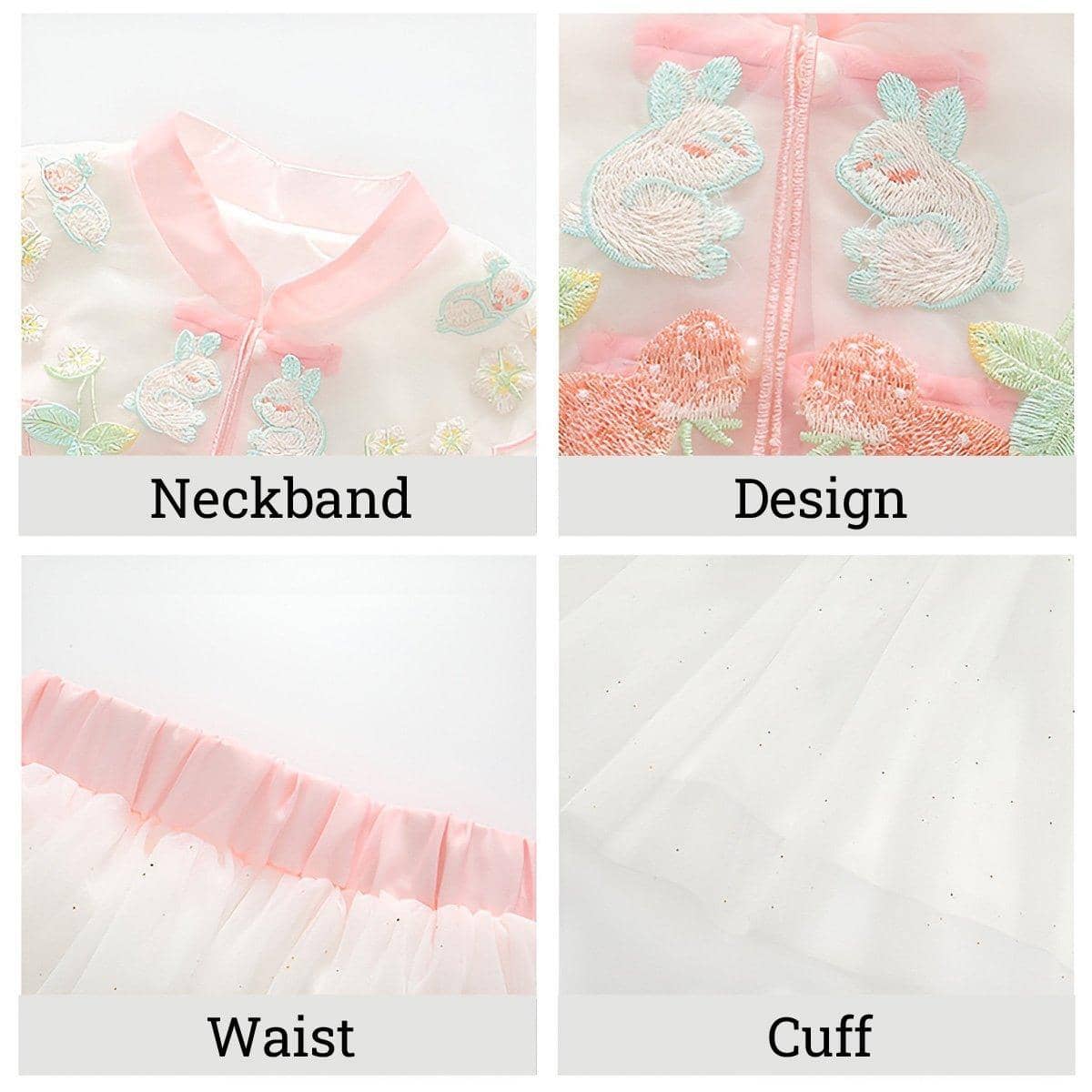 Girls Autumn Hanfu Outfit, Pink Top and White Skirt - Size 100cm - view 4