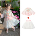 Girls Autumn Hanfu Outfit, Pink Top and White Skirt - Size 100cm - view 5