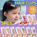 Girls Bowknot Snap Hair Clips Set of 5 - Green Flowers, Plaid Bow and Avocado - view 2