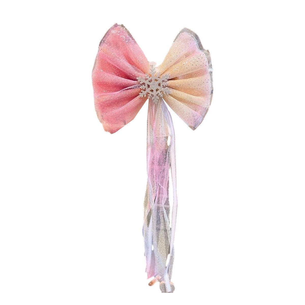Girls Christmas Snowflake Hair Clip with Tulle Veil Bow - Number 02