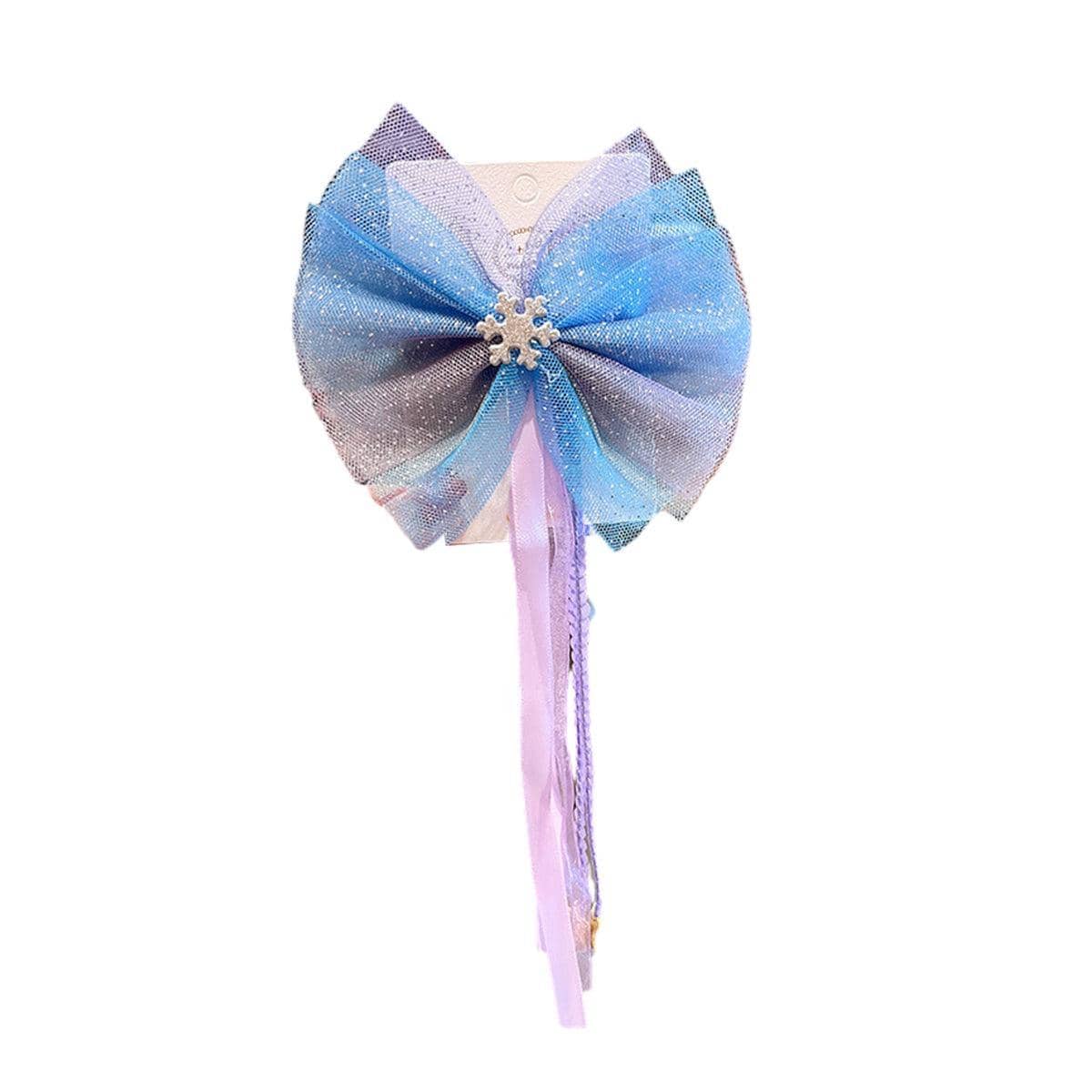 Girls Christmas Snowflake Hair Clip with Tulle Veil Bow - Number 03