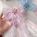 Girls Christmas Snowflake Hair Clip with Tulle Veil Bow - Number 03 - view 5