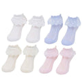 Girls Lace Ruffle Ankle Socks, Size M (Foot 15-17 cm) - White - view 3