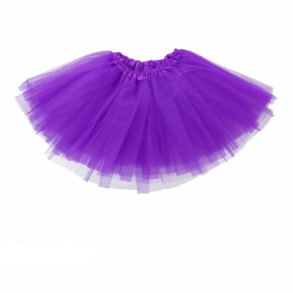 Girls' Layered Tulle Tutu Skirt for Dance and Dress-Up - Purple