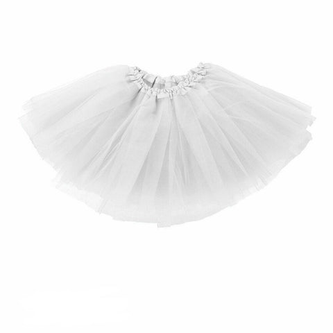 Girls' Layered Tulle Tutu Skirt for Dance and Dress-Up - White