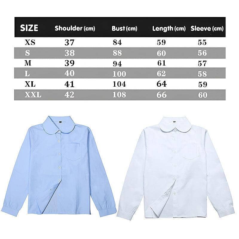 Girls Peter Pan Collar Long Sleeve School Shirt - White, Size L (Bust 100 cm) - view 4