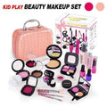 Girls Pretend Makeup Set with Cosmetic Bag, Brushes and Eyeshadow - Magenta - view 4