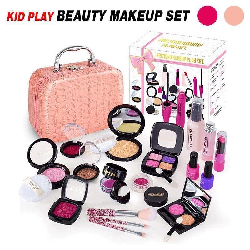 Girls Pretend Makeup Set with Cosmetic Bag, Brushes and Eyeshadow - Pink - view 4