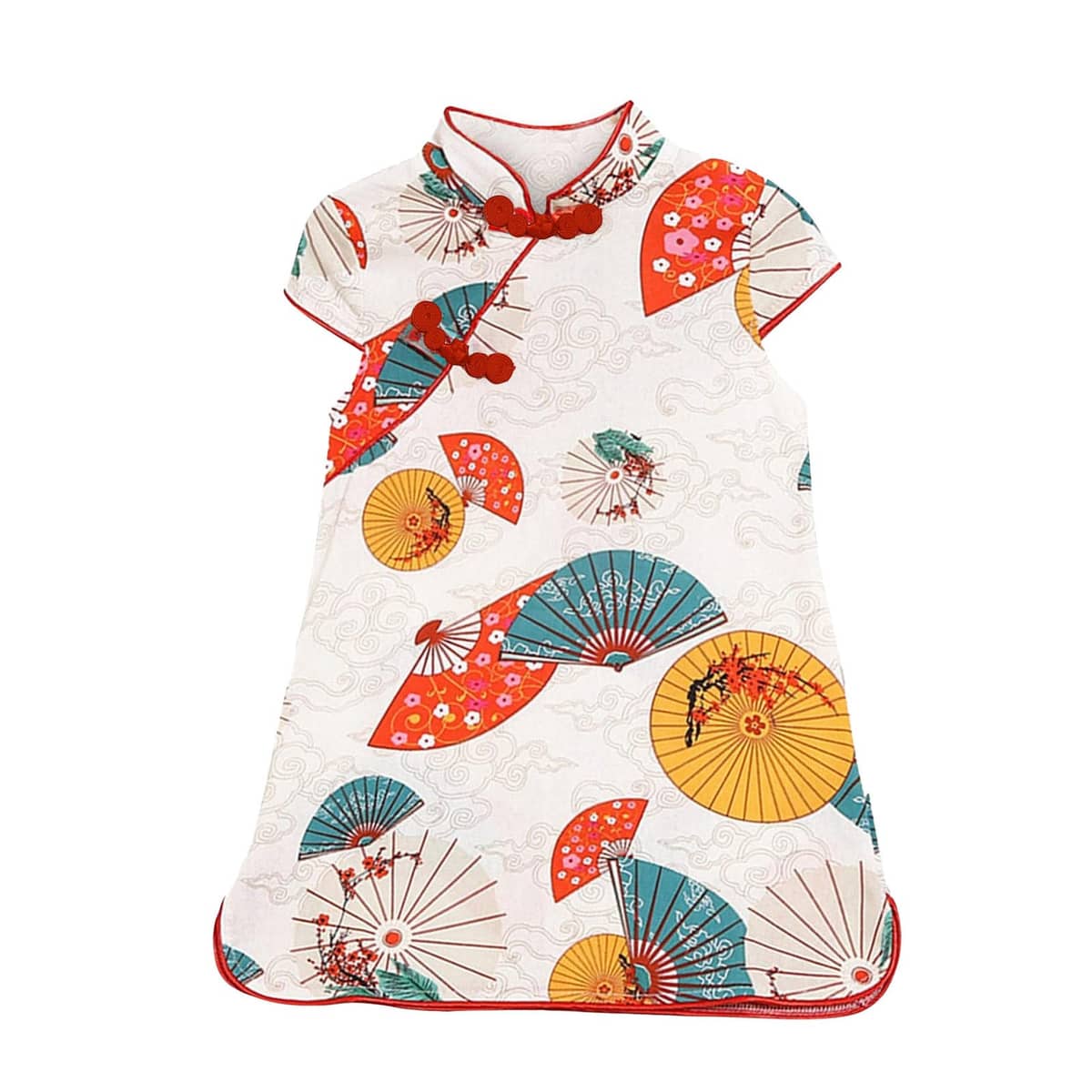 Girls Printed Ethnic Style Cheongsam Dress - Multicolour, Size 110 cm