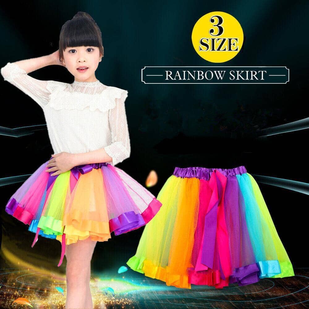 Girls Rainbow Tutu Skirt with Ribbon Bow - Small, Length 24 cm - view 2