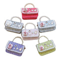 Girls Small Square Handbag with Pearl Handle and Chain Strap - Magenta - view 3