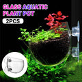 Glass Aquarium Plant Cup with Suction Cups for Breeding and Aquascaping, Set of 2