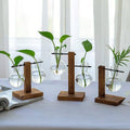 Glass Bulb Plant Vase with Wooden Stand - Set of 2 Stands, 13.5 cm and 19 cm - view 4