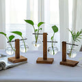 Glass Bulb Plant Vase with Wooden Stand - Two Bulbs, 10 x 13.5 cm - view 4