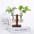 Glass Bulb Plant Vase with Wooden Stand - Two Staggered Bulbs, 10 x 19 cm - view 5