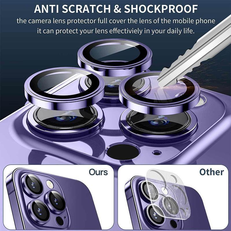 Glass Camera Lens Protector Metal Ring for iPhone 13 and iPhone 13 Mini - Black - view 9