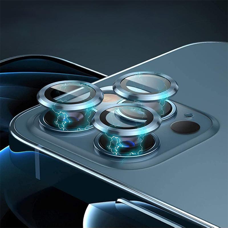 Glass Camera Lens Protector Metal Ring for iPhone 13 and iPhone 13 Mini - Blue - view 4