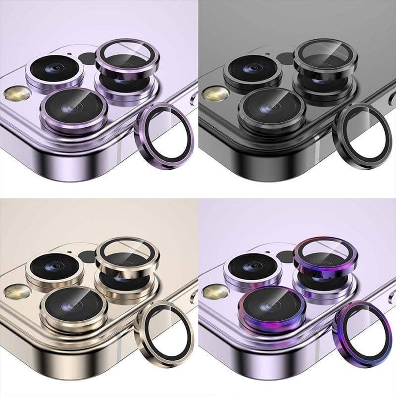 Glass Camera Lens Protector Metal Ring for iPhone 13 and iPhone 13 Mini - Gold - view 3