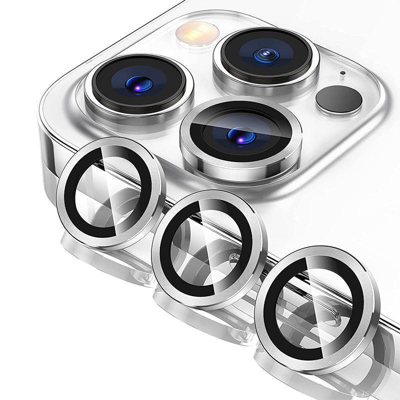 Glass Camera Lens Protector Metal Ring for iPhone 13 and iPhone 13 Mini - Silver