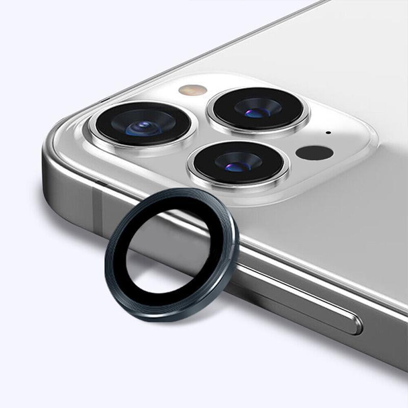 Glass Camera Lens Protector Metal Ring for iPhone 13 Pro and iPhone 13 Pro Max - Grey