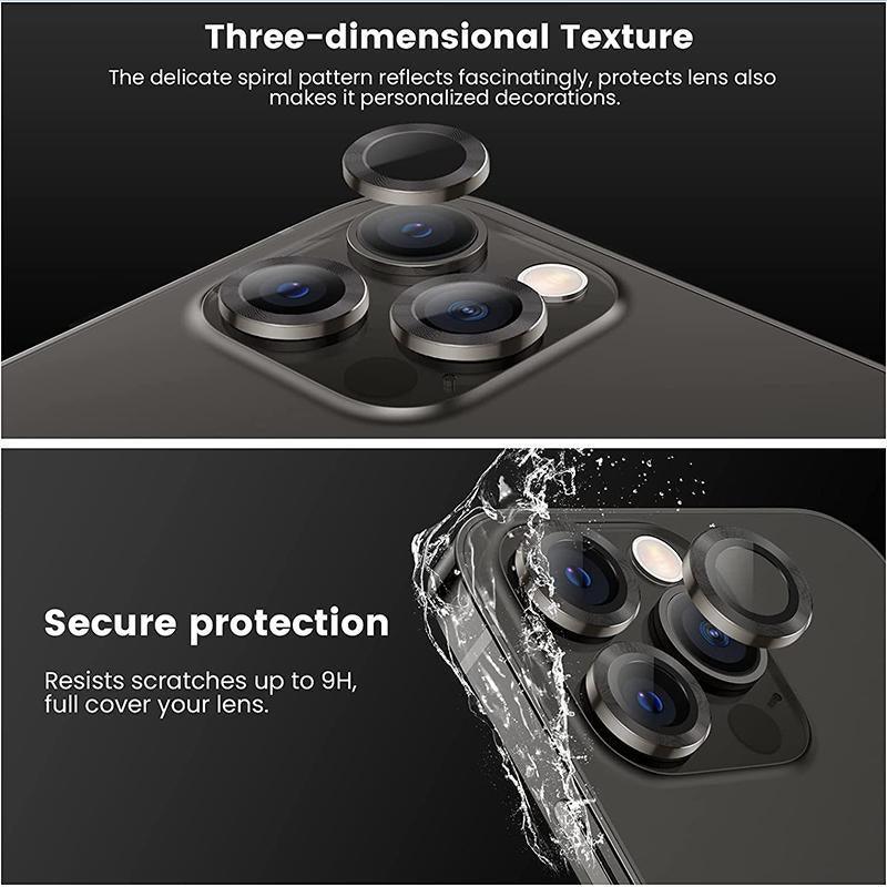 Glass Camera Lens Protector Metal Ring for iPhone 13 Pro and iPhone 13 Pro Max - Grey - view 12