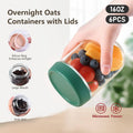 Glass Food Storage Jars with Lids Pack of 6, 16 oz Clear Leak-Proof for Kitchen Pantry