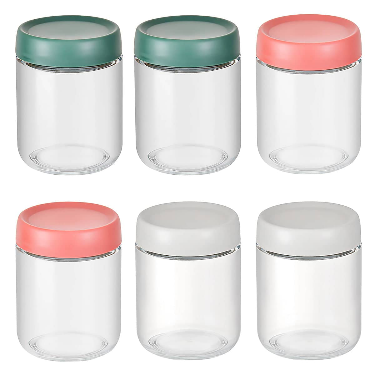 Glass Food Storage Jars with Lids Pack of 6, 16 oz Clear Leak-Proof for Kitchen Pantry - view 2