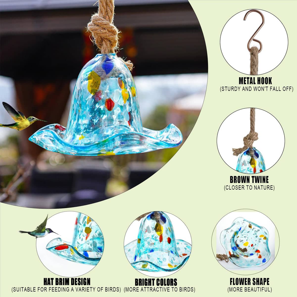 Glass Hanging Bird Feeder for Outdoor Garden, Yard and Patio Decor - view 4