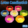 Glass Lotus Candle Holder Set of 7, Multicolour for Dining Table Decor