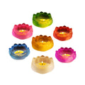 Glass Lotus Candle Holder Set of 7, Multicolour for Dining Table Decor - view 2