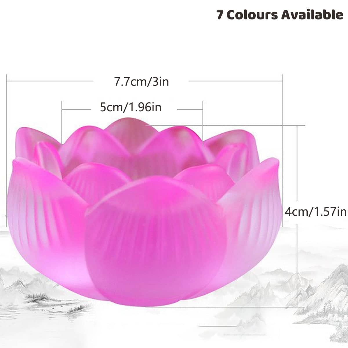 Glass Lotus Candle Holder Set of 7, Multicolour for Dining Table Decor - view 3