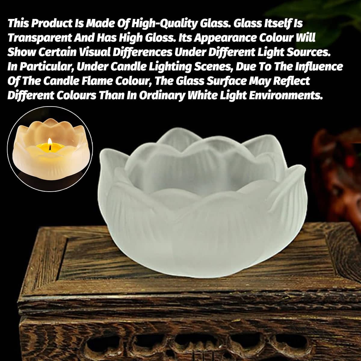 Glass Lotus Candle Holder Set of 7, Multicolour for Dining Table Decor - view 4