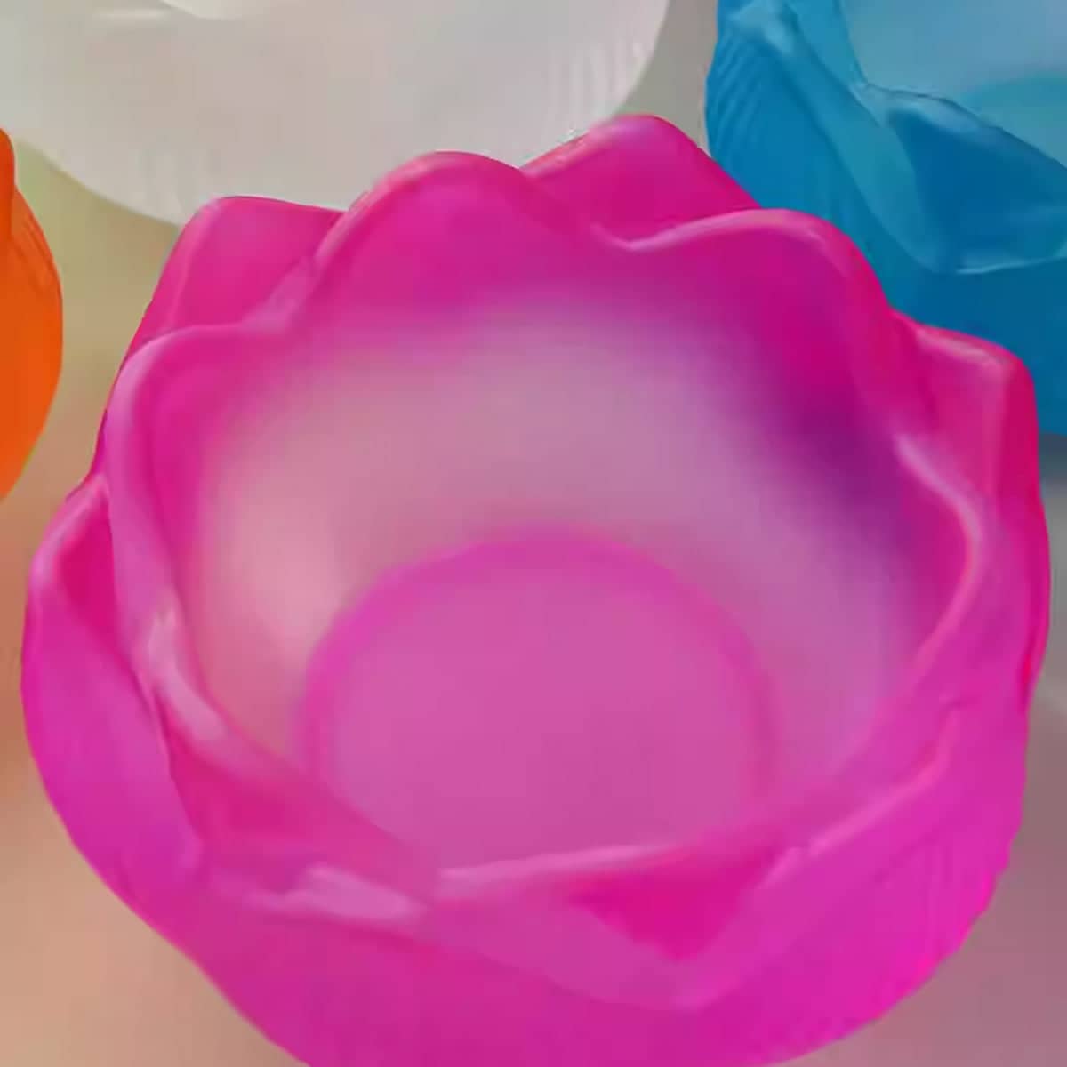 Glass Lotus Candle Holder Set of 7, Multicolour for Dining Table Decor - view 5