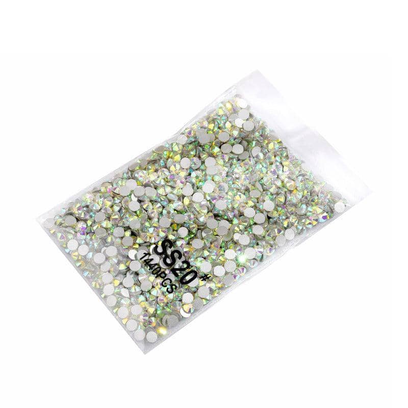 Glass Nail Art Rhinestones, About 1440 Pieces - Iridescent Crystal SS20