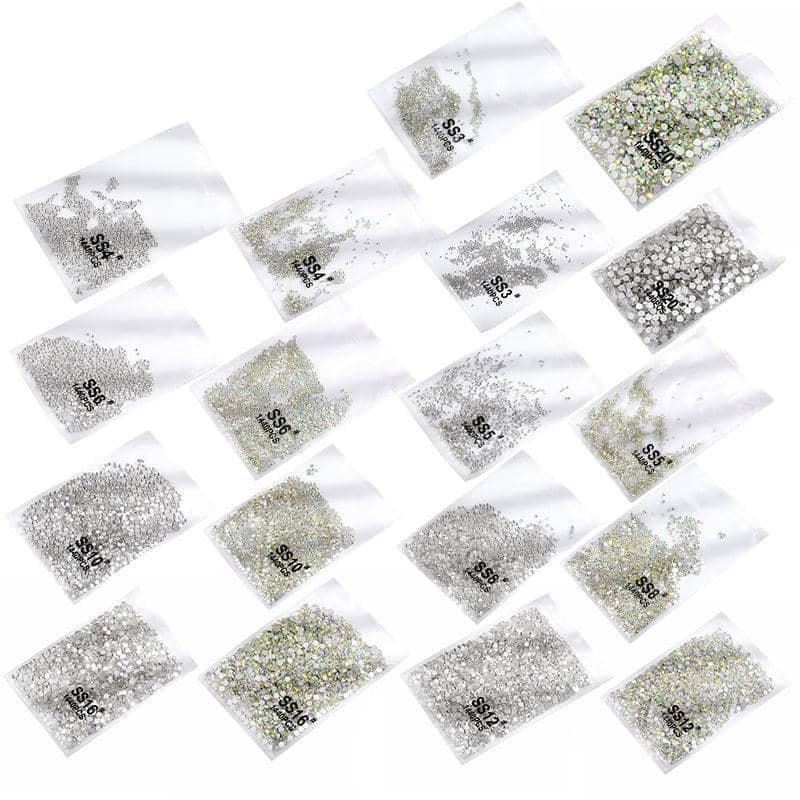 Glass Nail Art Rhinestones, About 1440 Pieces - Iridescent Crystal SS20 - view 3